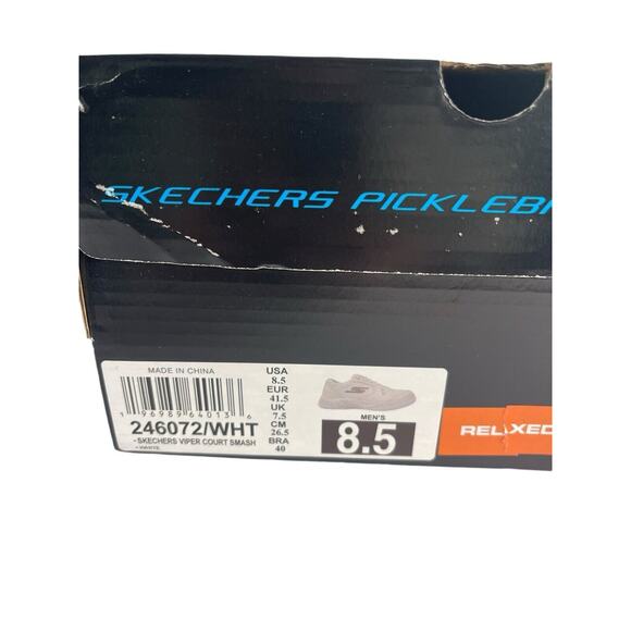 SKECHERS Men's 8.5 VIPER COURT SMASH White LEATHER Shoes AUTHENTIC IN BOX NWB - Picture 8 of 8